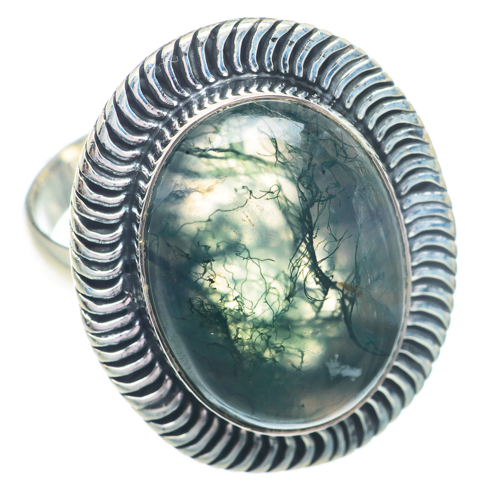 Green Moss Agate Rings handcrafted by Anasilvercos - RING72937