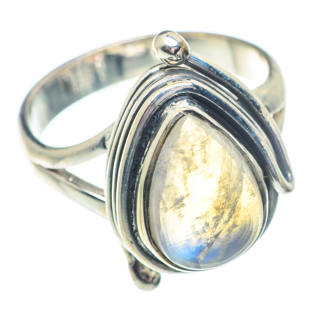 Rainbow Moonstone Rings handcrafted by Anasilvercos - RING72959