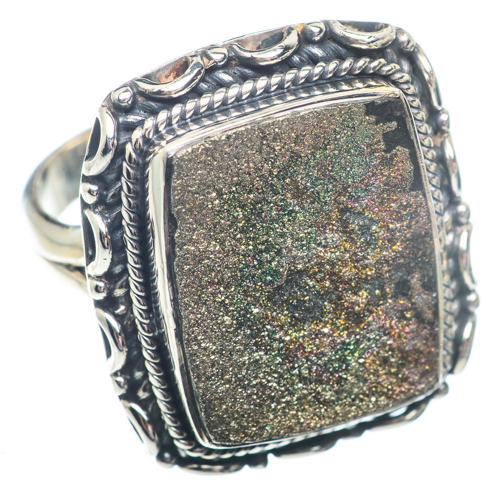 Spectro Pyrite Druzy Rings handcrafted by Anasilvercos - RING72993