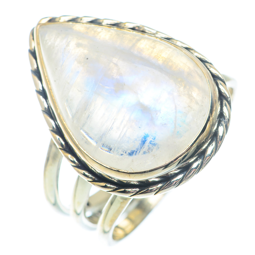Rainbow Moonstone Rings handcrafted by Anasilvercos - RING73004