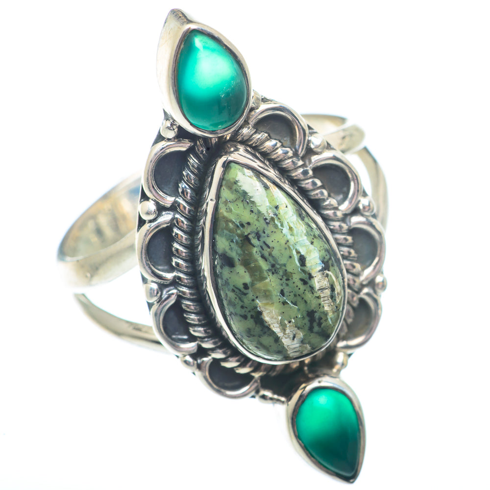 African Green Opal Rings handcrafted by Anasilvercos - RING73016