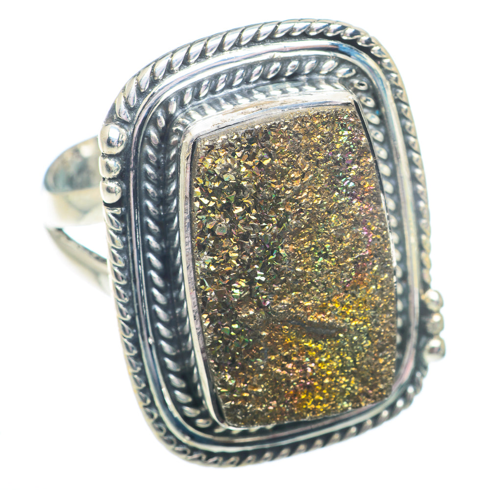 Spectro Pyrite Druzy Rings handcrafted by Anasilvercos - RING73032