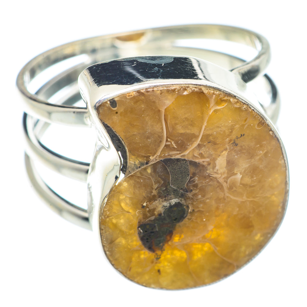 Ammonite Fossil Rings handcrafted by Anasilvercos - RING73065