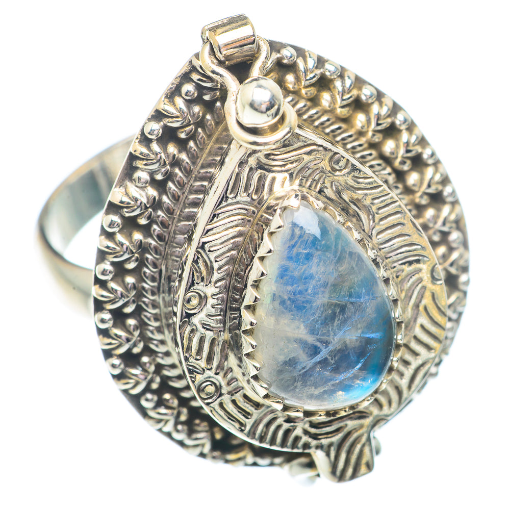 Rainbow Moonstone Rings handcrafted by Anasilvercos - RING73078