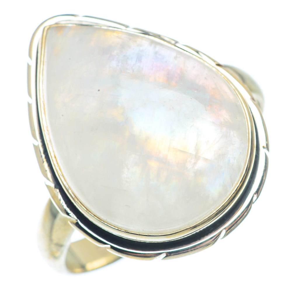 Rainbow Moonstone Rings handcrafted by Anasilvercos - RING73080