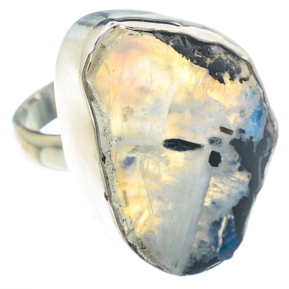 Rainbow Moonstone Rings handcrafted by Anasilvercos - RING73083