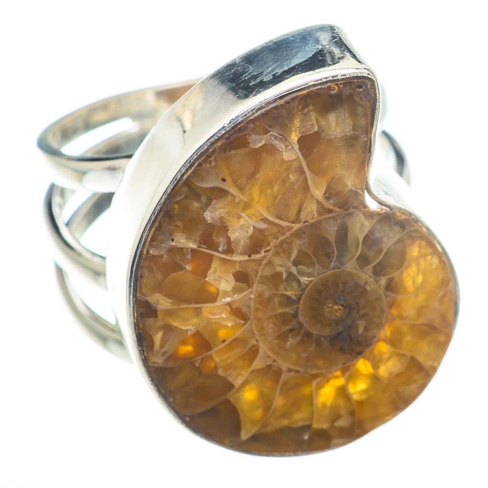 Ammonite Fossil Rings handcrafted by Anasilvercos - RING73107