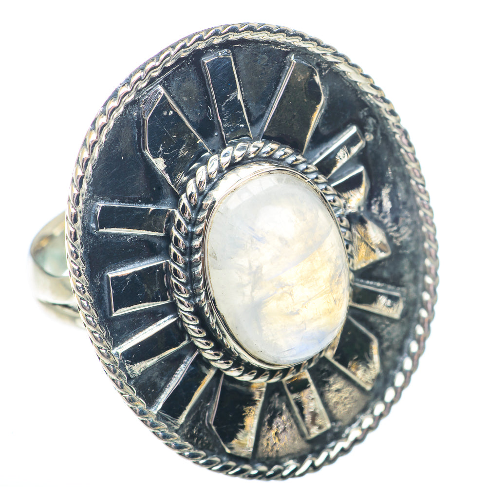 Rainbow Moonstone Rings handcrafted by Anasilvercos - RING73124