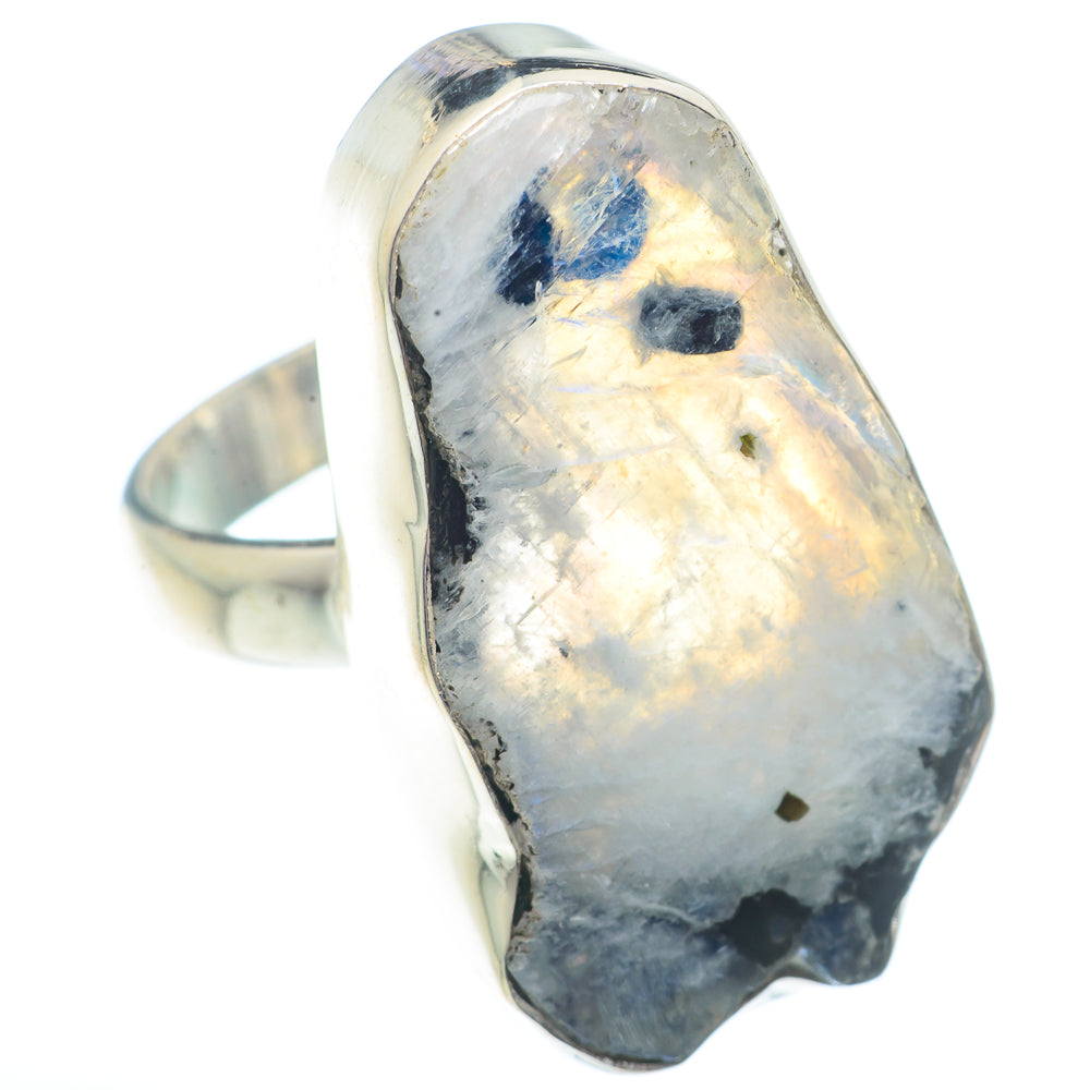 Rainbow Moonstone Rings handcrafted by Anasilvercos - RING73125