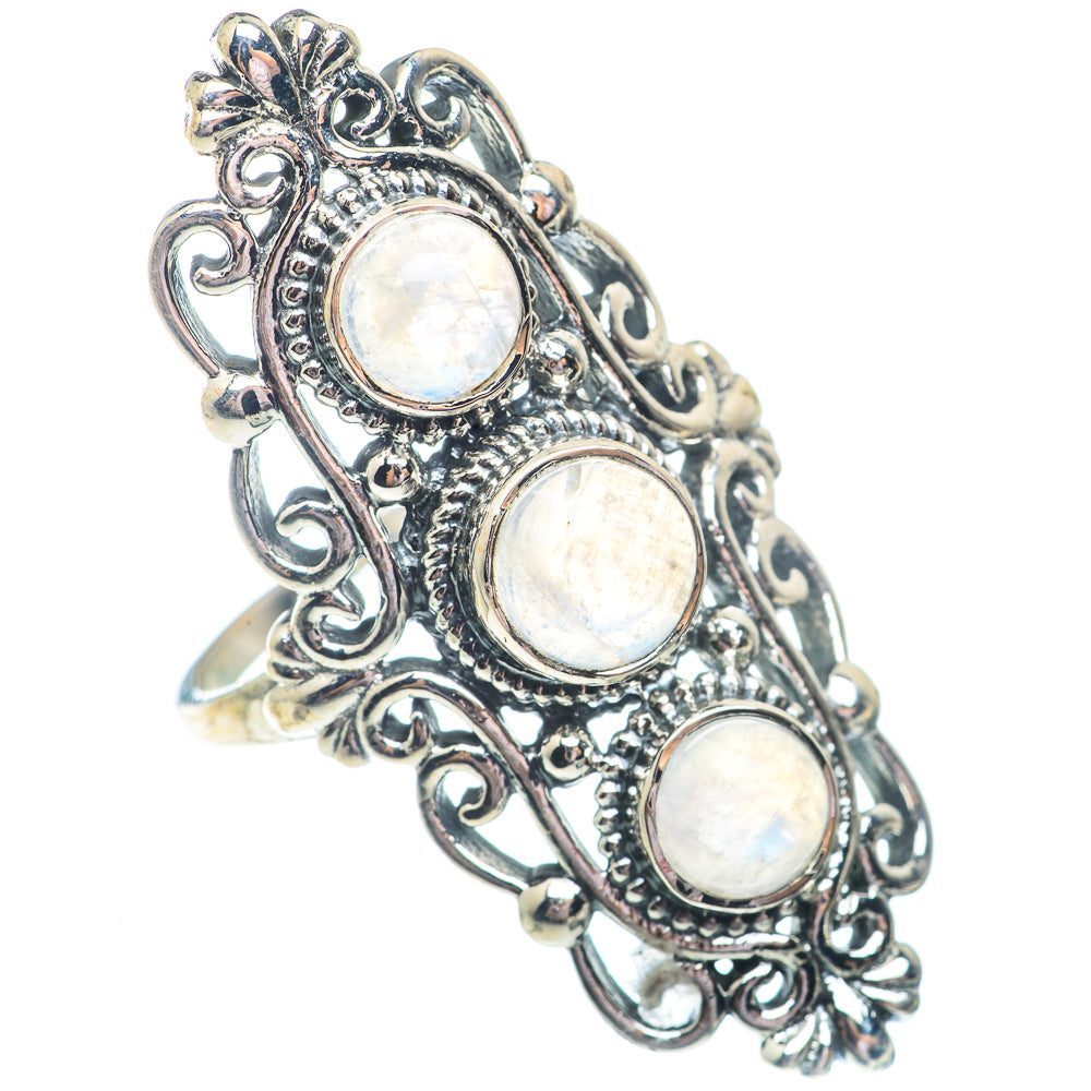 Rainbow Moonstone Rings handcrafted by Anasilvercos - RING73127