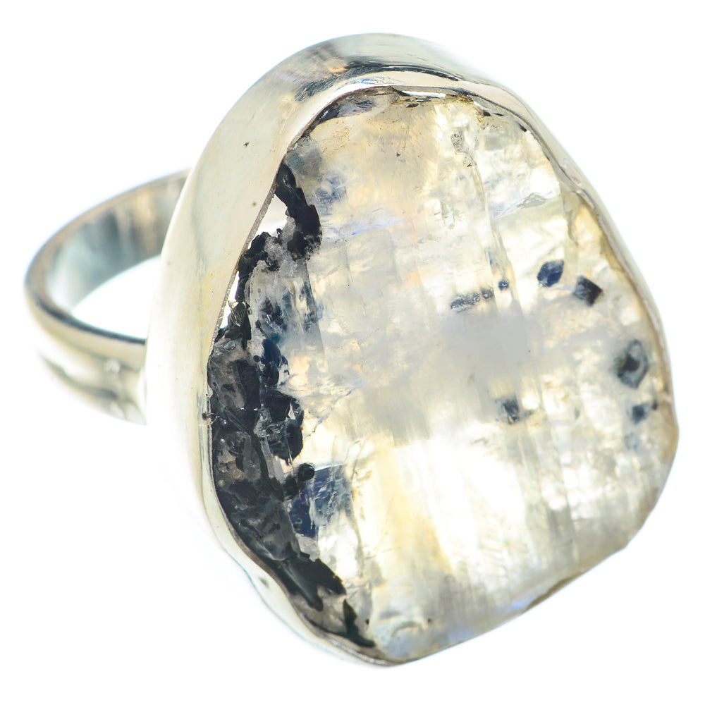 Rainbow Moonstone Rings handcrafted by Anasilvercos - RING73128