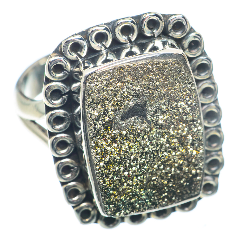 Spectro Pyrite Druzy Rings handcrafted by Anasilvercos - RING73167