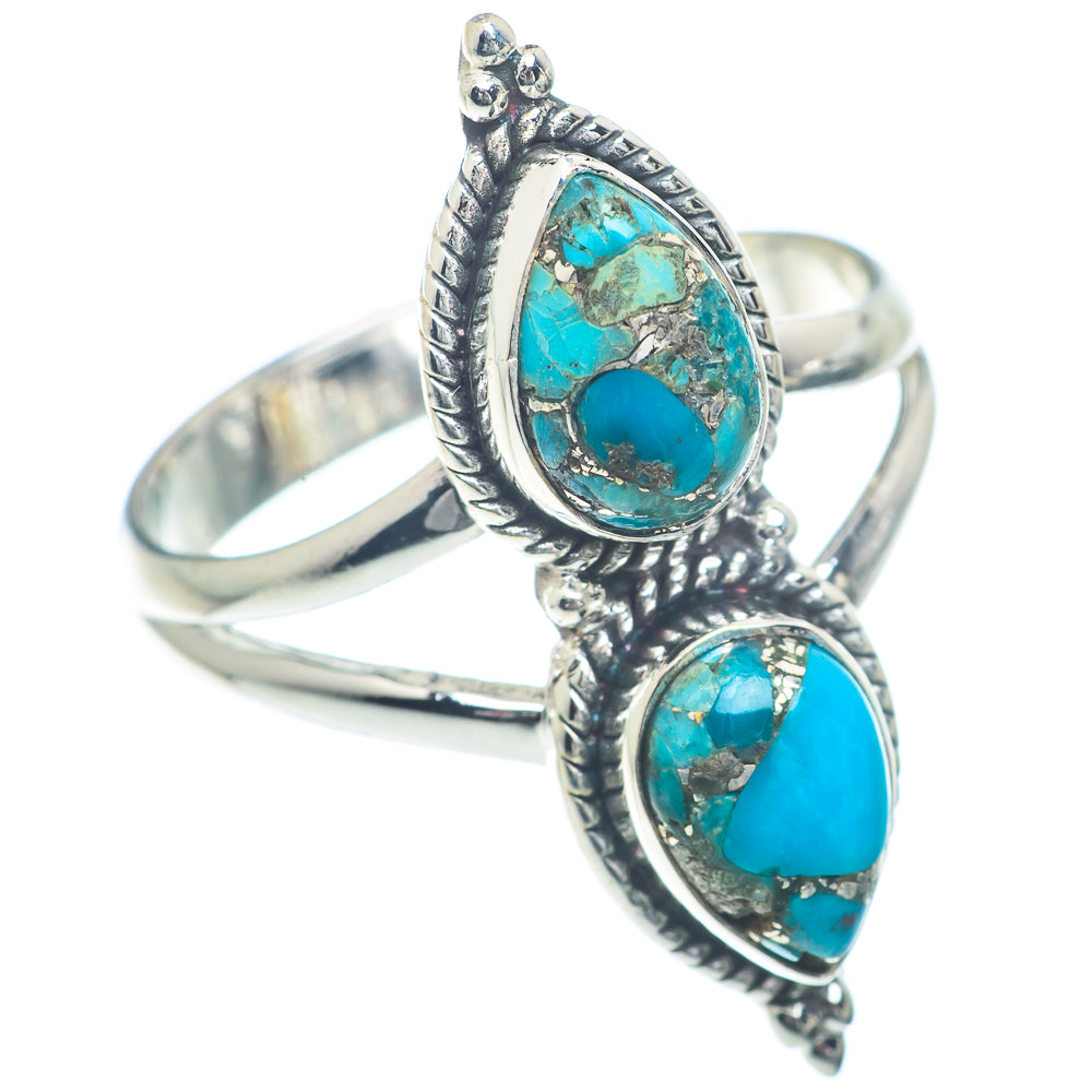 Blue Copper Composite Turquoise Rings handcrafted by Anasilvercos - RING73188
