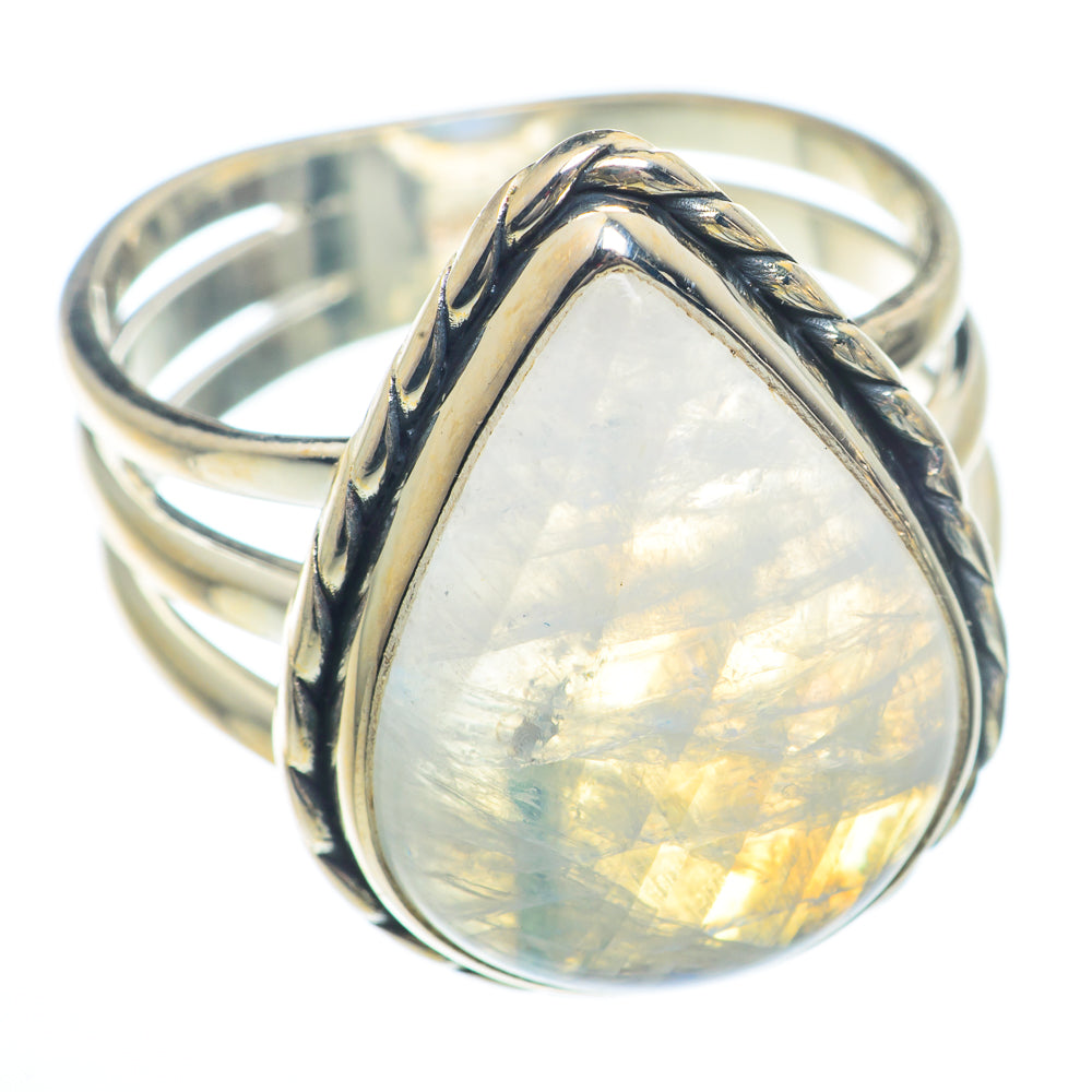 Rainbow Moonstone Rings handcrafted by Anasilvercos - RING73217