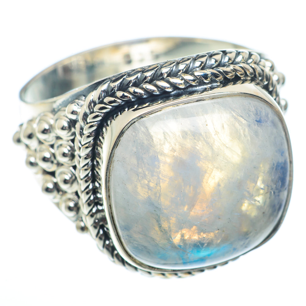 Rainbow Moonstone Rings handcrafted by Anasilvercos - RING73221