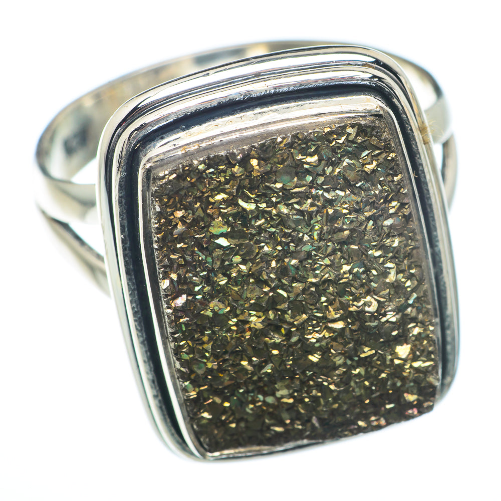 Spectro Pyrite Druzy Rings handcrafted by Anasilvercos - RING73254