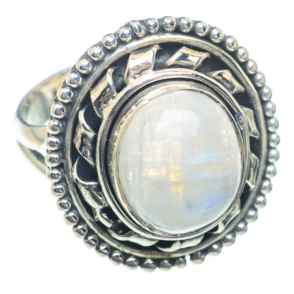 Rainbow Moonstone Rings handcrafted by Anasilvercos - RING73262