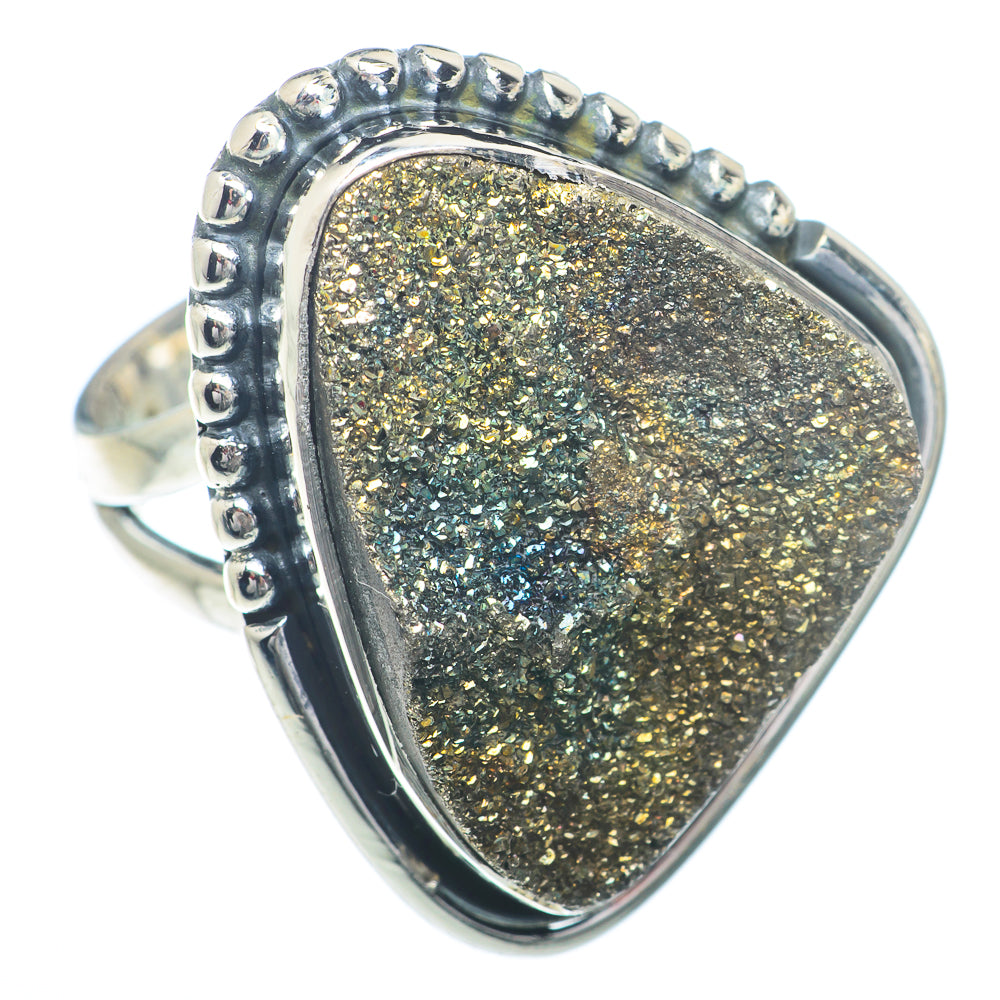 Spectro Pyrite Druzy Rings handcrafted by Anasilvercos - RING73294