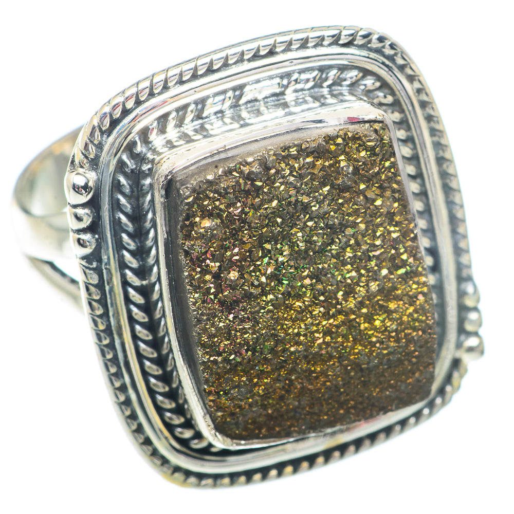 Spectro Pyrite Druzy Rings handcrafted by Anasilvercos - RING73328