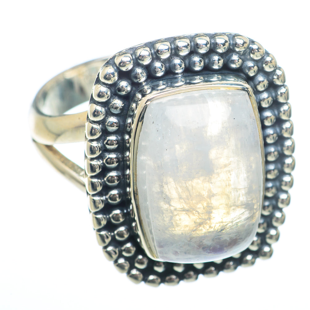 Rainbow Moonstone Rings handcrafted by Anasilvercos - RING73334