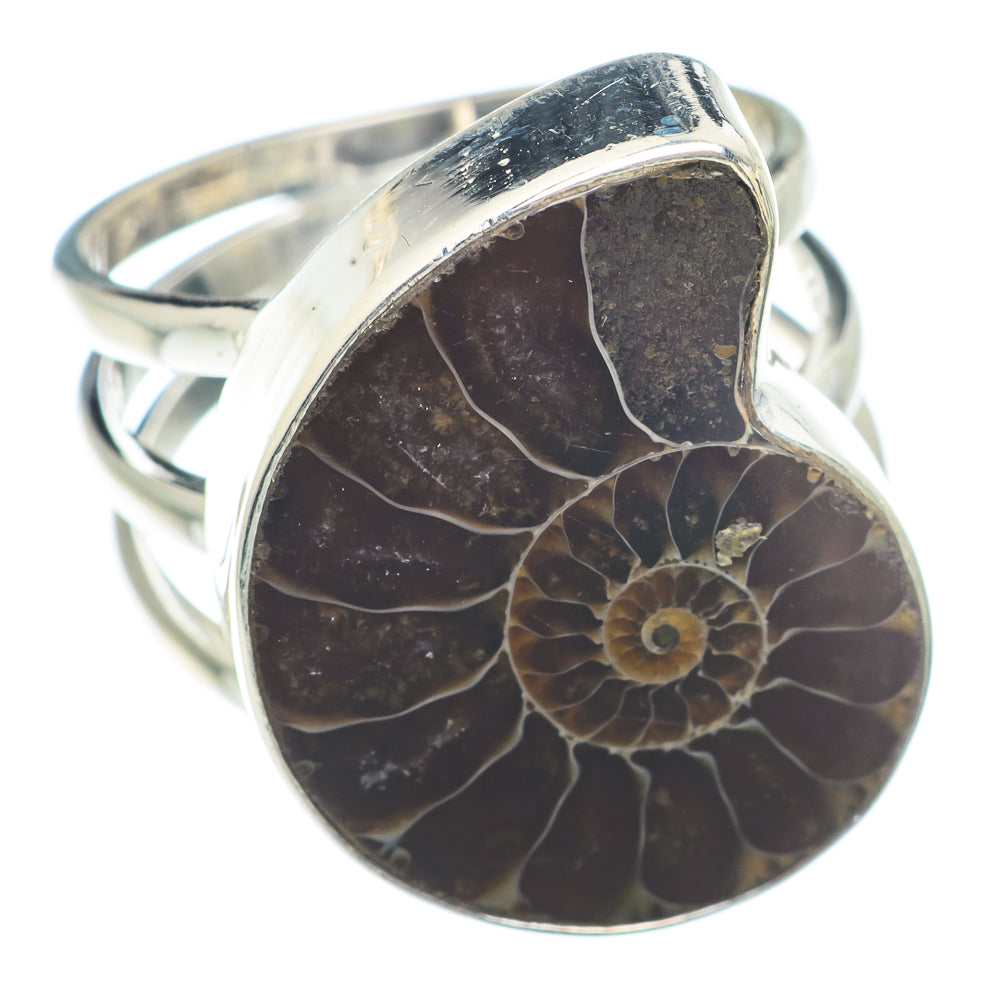 Ammonite Fossil Rings handcrafted by Anasilvercos - RING73354