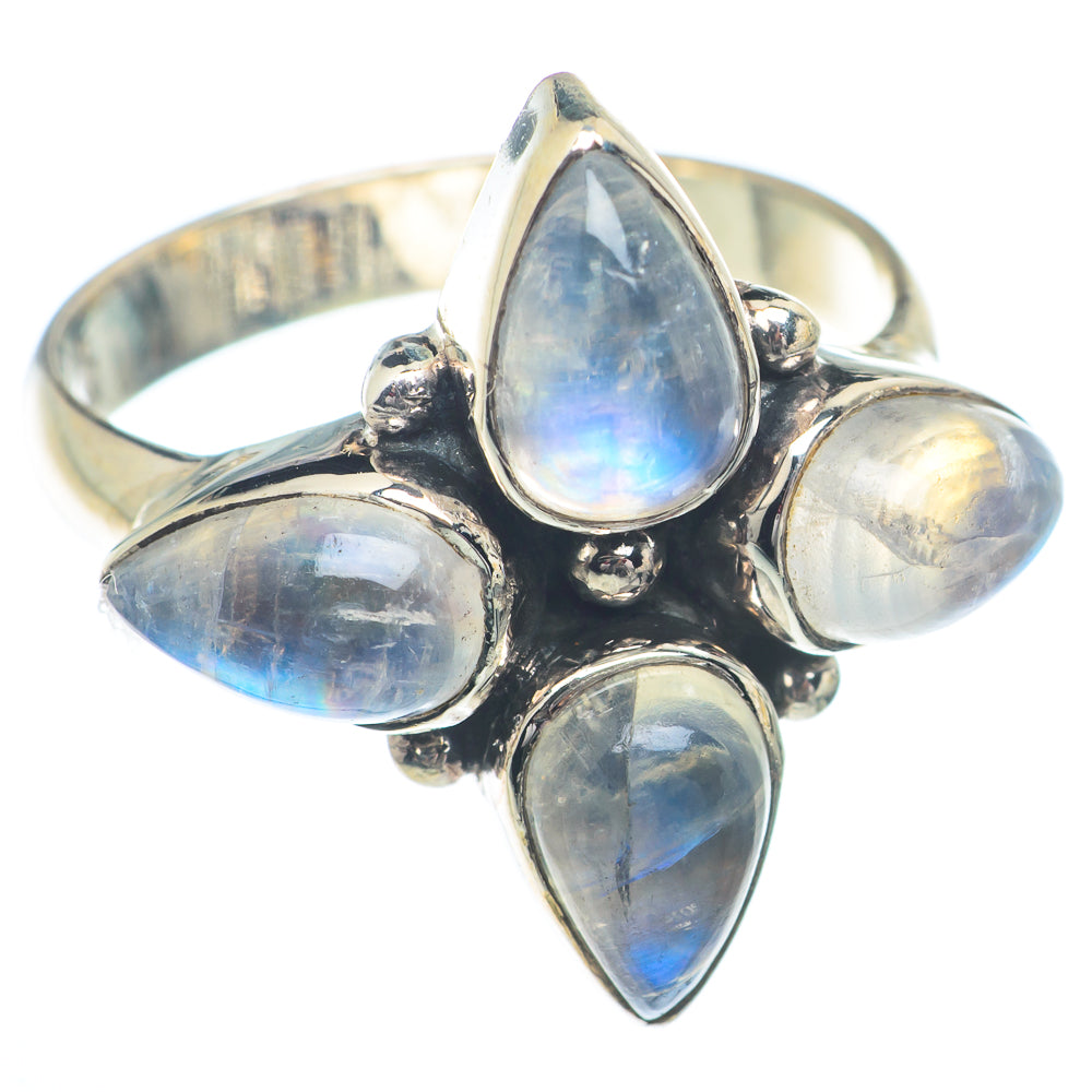Rainbow Moonstone Rings handcrafted by Anasilvercos - RING73369