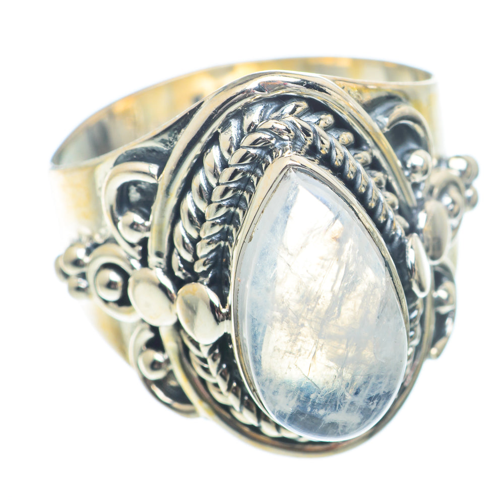 Rainbow Moonstone Rings handcrafted by Anasilvercos - RING73373