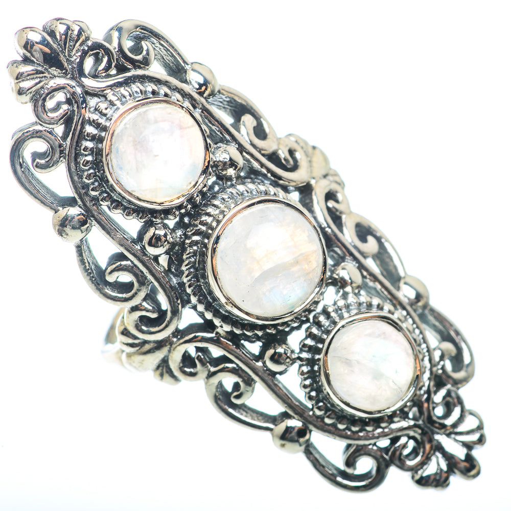 Rainbow Moonstone Rings handcrafted by Anasilvercos - RING73407