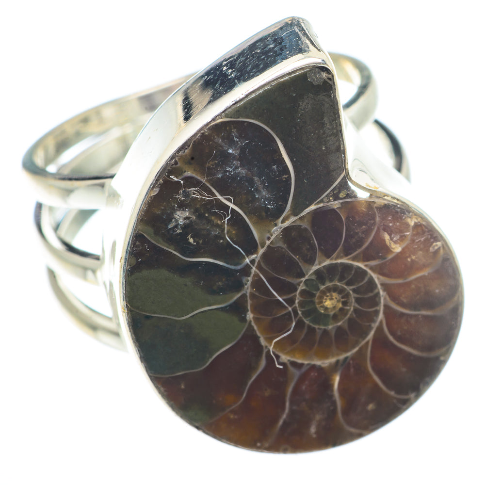 Ammonite Fossil Rings handcrafted by Anasilvercos - RING73429
