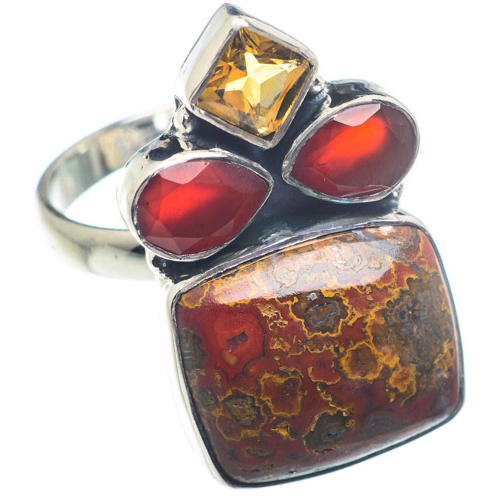 Red Jasper, Red Onyx, Citrine Rings handcrafted by Anasilvercos - RING73515