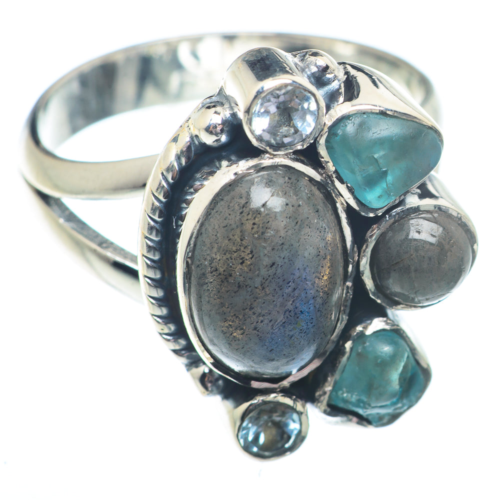 Labradorite, Aquamarine, Blue Topaz Rings handcrafted by Anasilvercos - RING73529