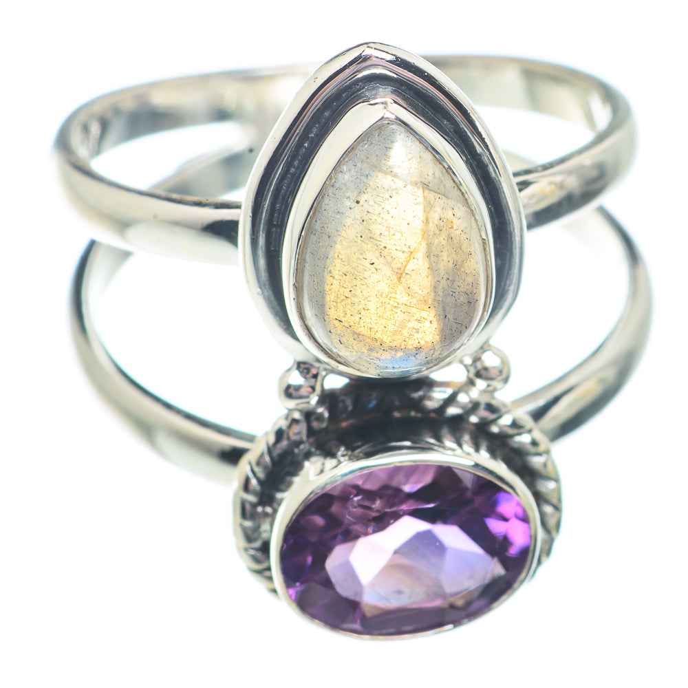 Labradorite, Amethyst Rings handcrafted by Anasilvercos - RING73563