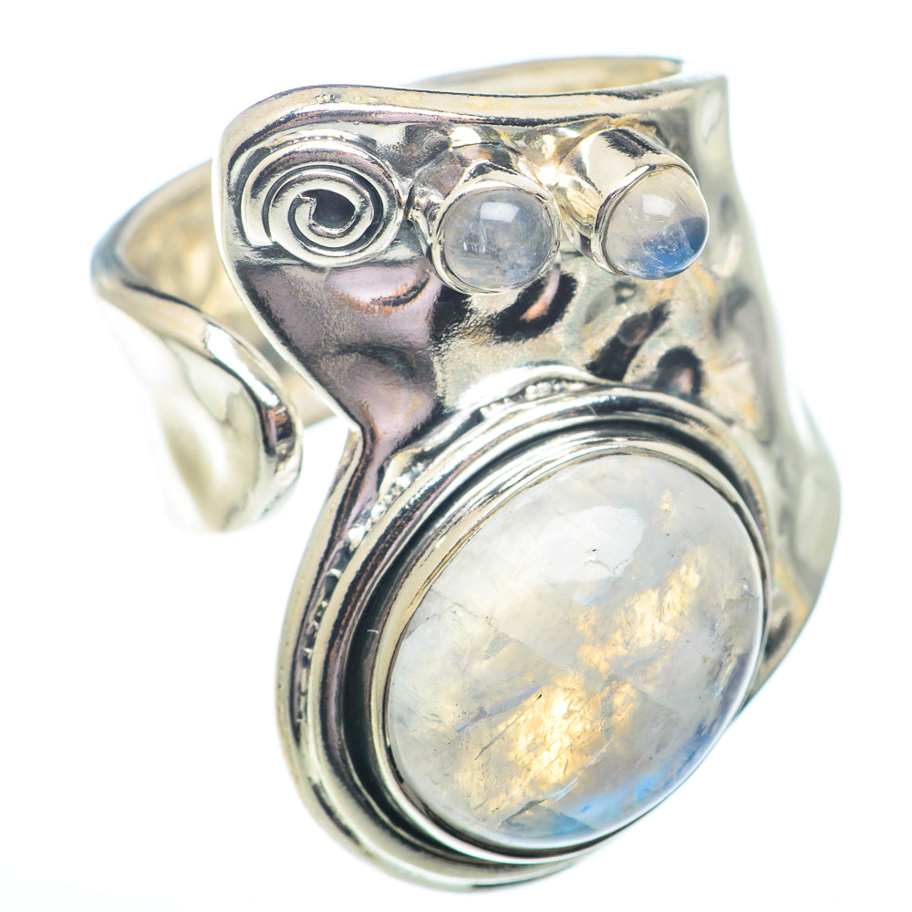Rainbow Moonstone Rings handcrafted by Anasilvercos - RING73607