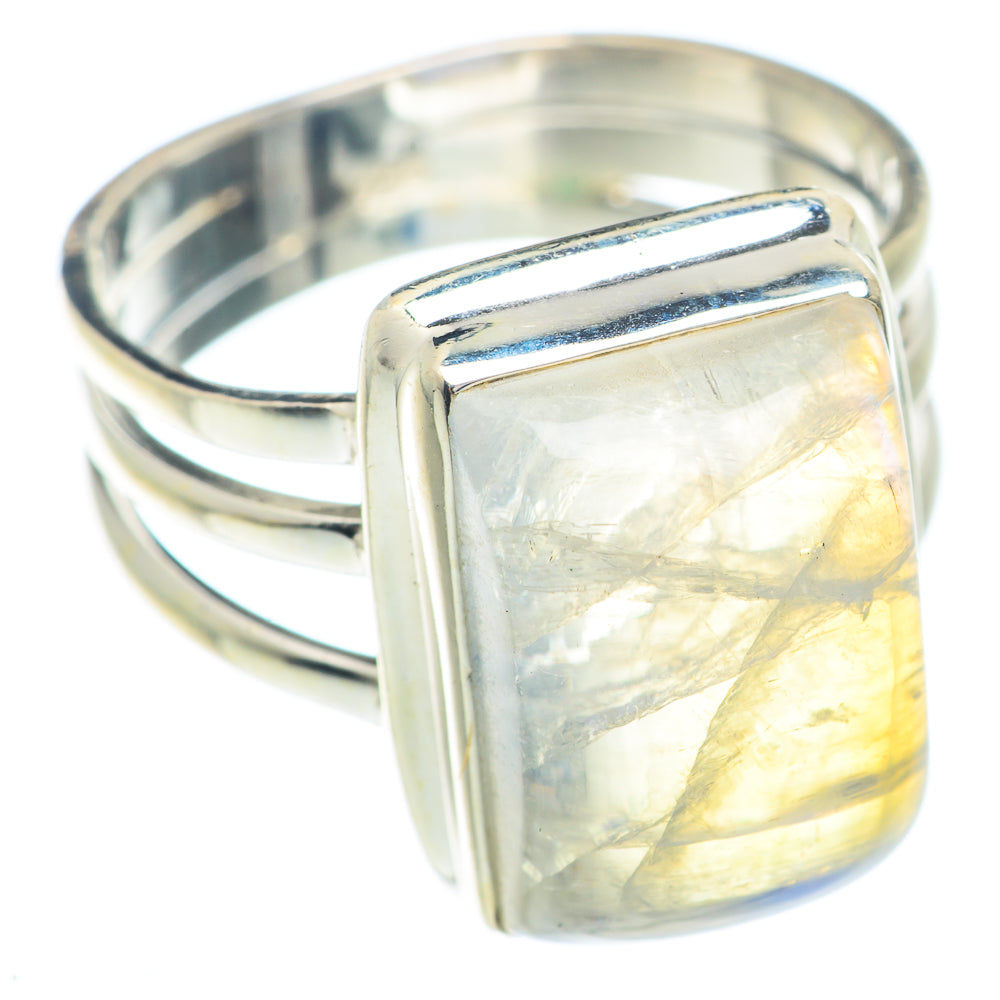 Rainbow Moonstone Rings handcrafted by Anasilvercos - RING73609