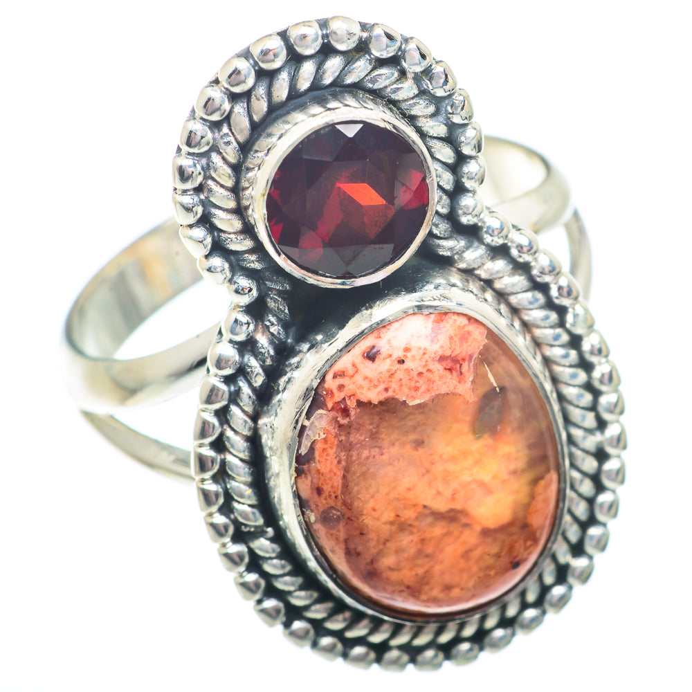 Mexican Fire Opal, Garnet Rings handcrafted by Anasilvercos - RING73613