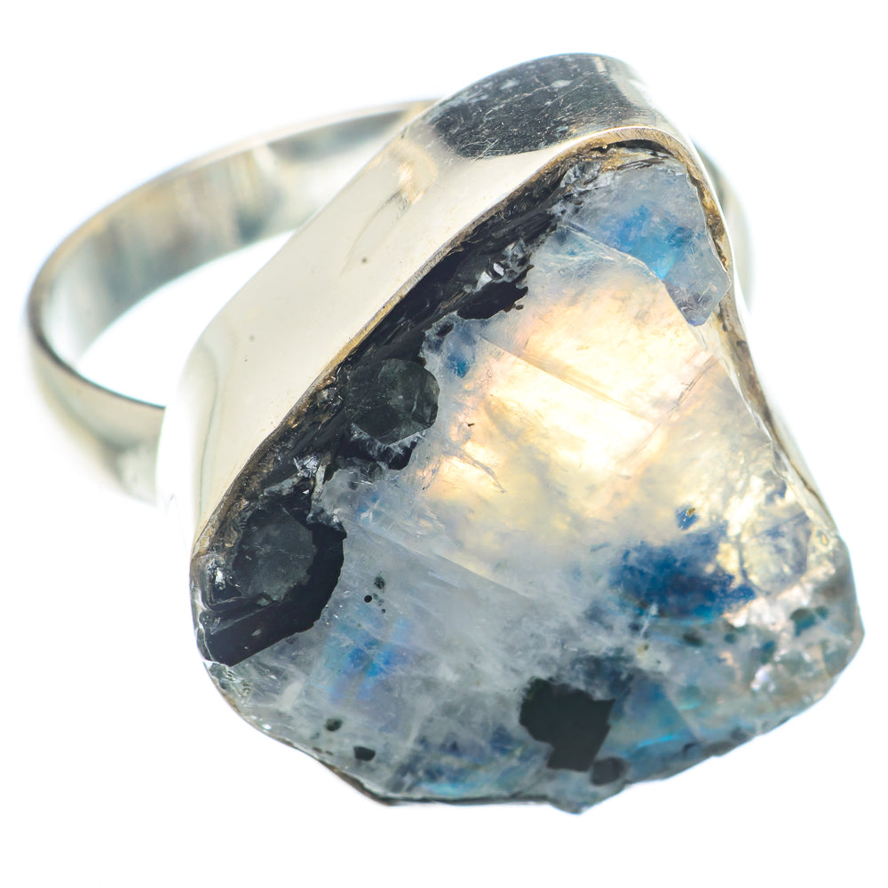 Rainbow Moonstone Rings handcrafted by Anasilvercos - RING73651