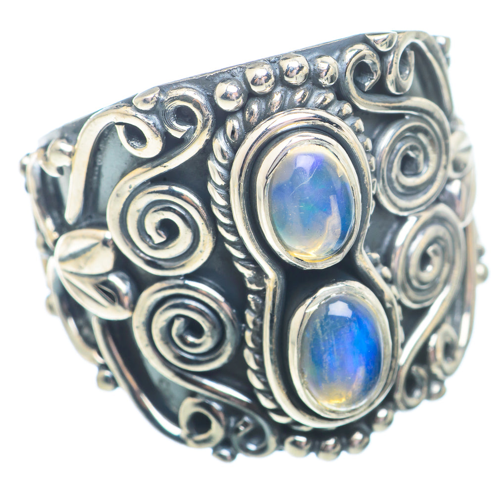 Rainbow Moonstone Rings handcrafted by Anasilvercos - RING73656