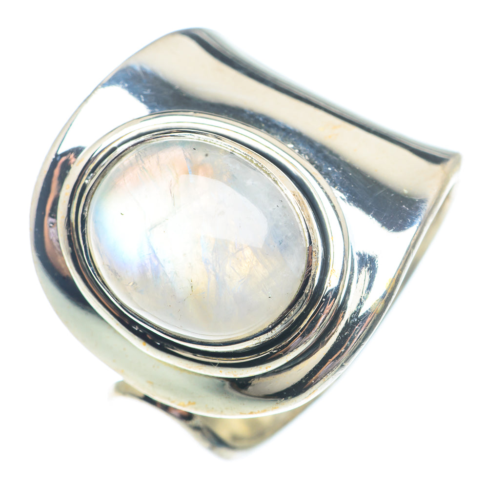 Rainbow Moonstone Rings handcrafted by Anasilvercos - RING73698