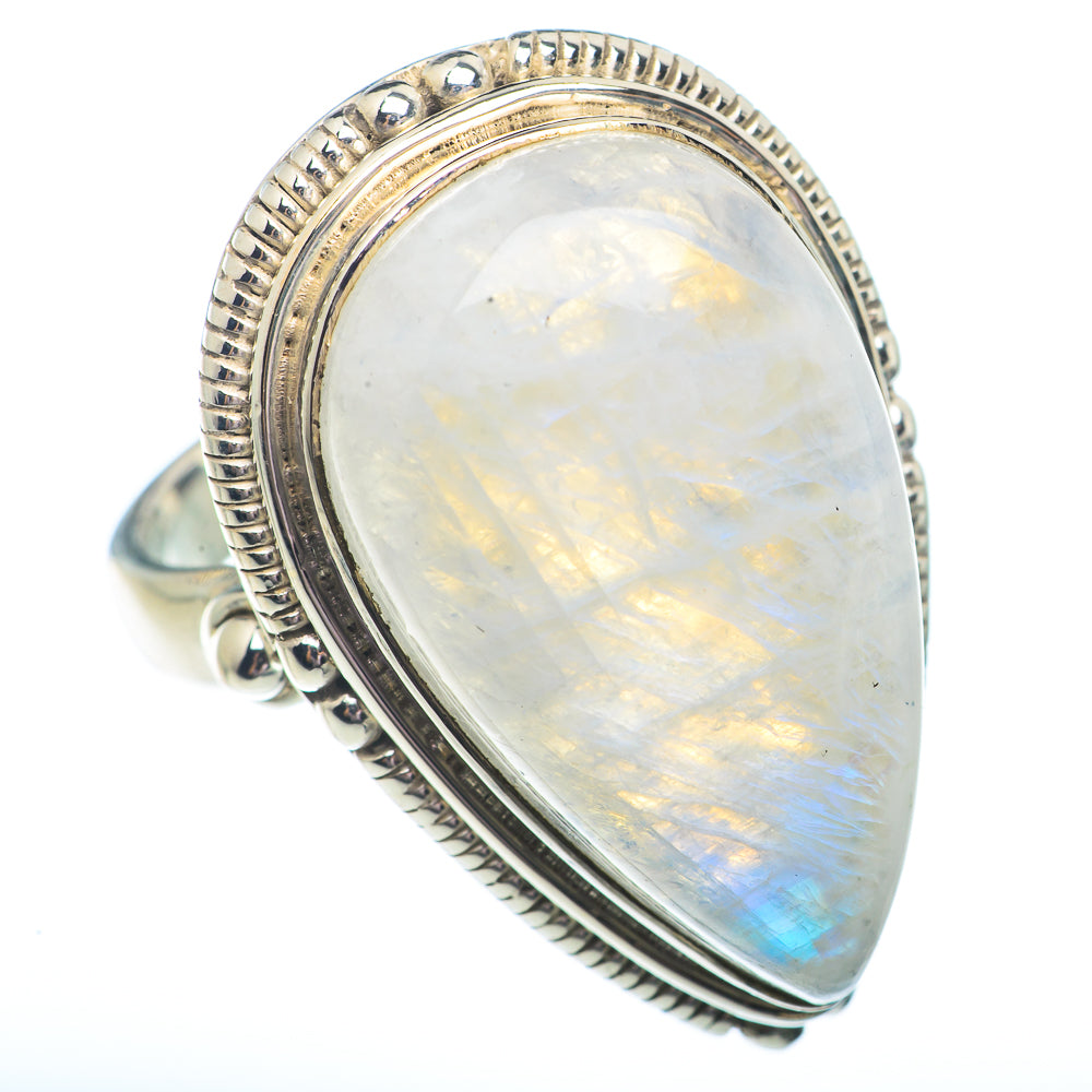 Rainbow Moonstone Rings handcrafted by Anasilvercos - RING73737