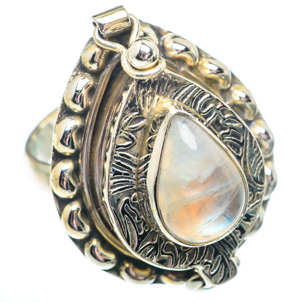 Rainbow Moonstone Rings handcrafted by Anasilvercos - RING73740