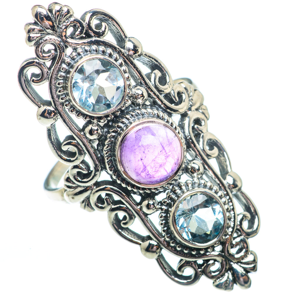 Amethyst, Blue Topaz Rings handcrafted by Anasilvercos - RING73743