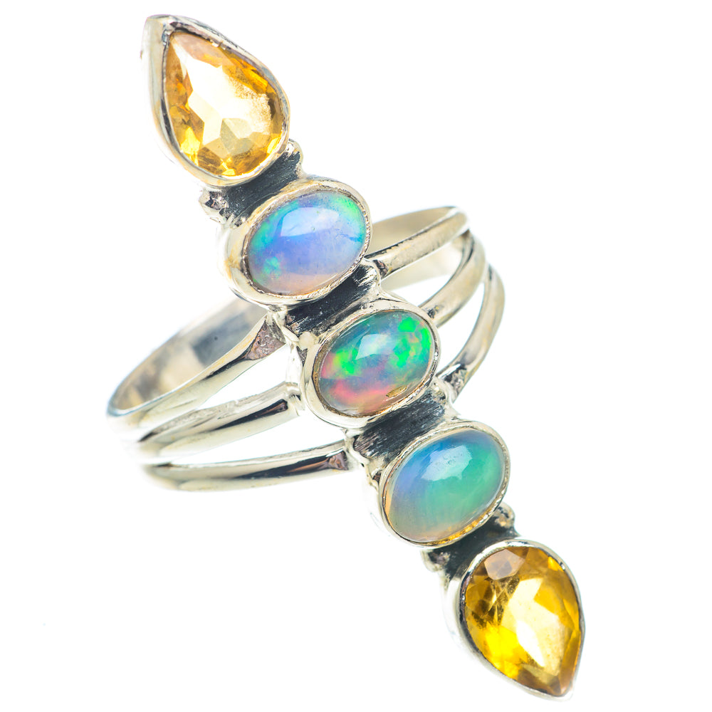 Ethiopian Opal, Citrine Rings handcrafted by Anasilvercos - RING73746