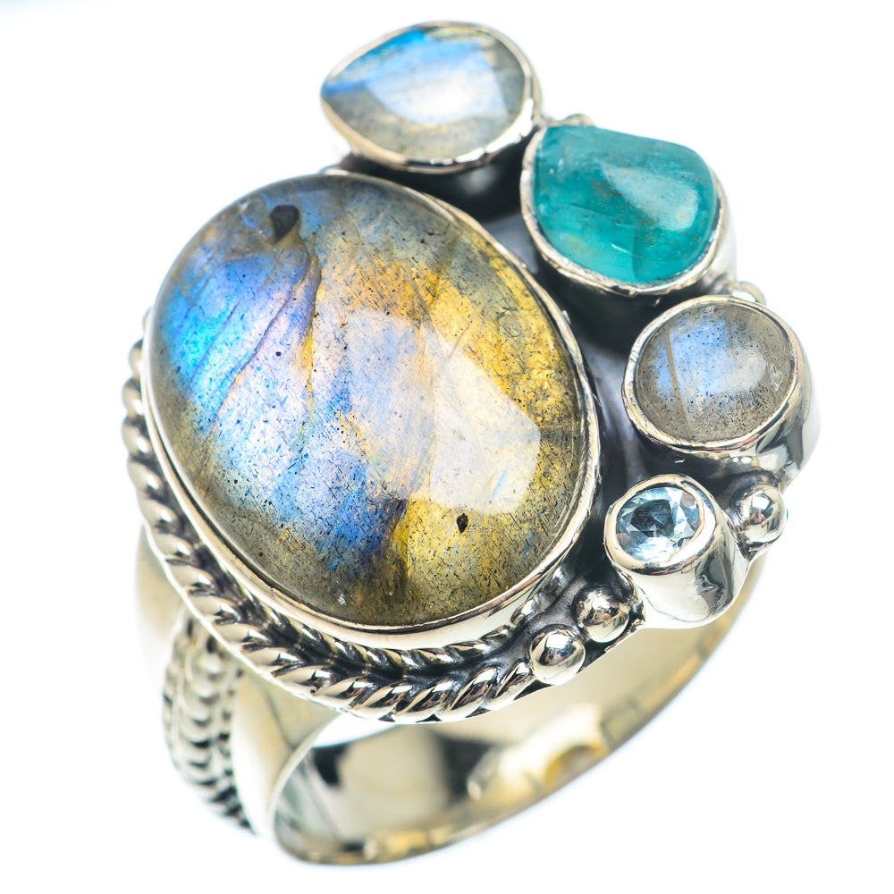 Labradorite, Apatite Rings handcrafted by Anasilvercos - RING73754