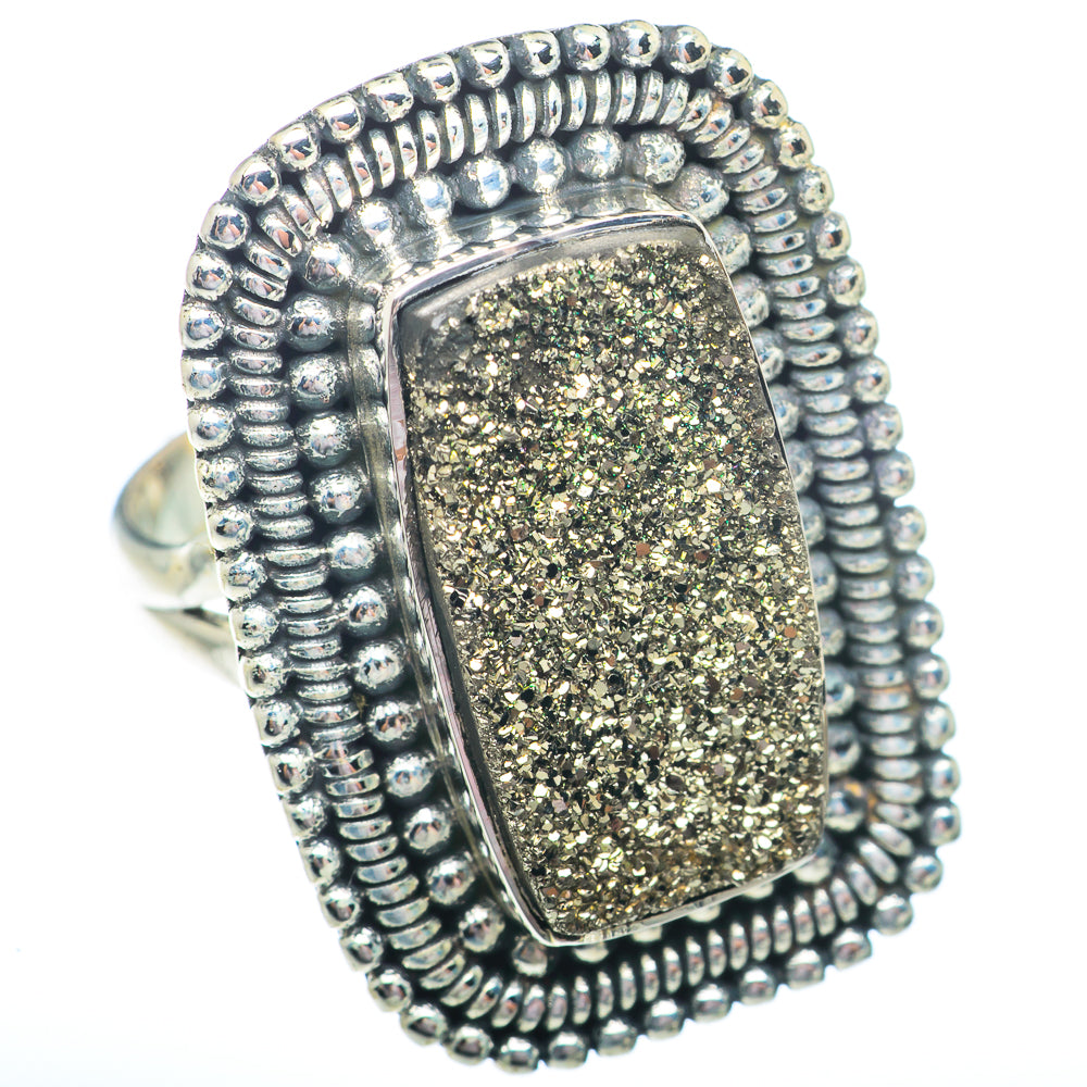Spectro Pyrite Druzy Rings handcrafted by Anasilvercos - RING73770