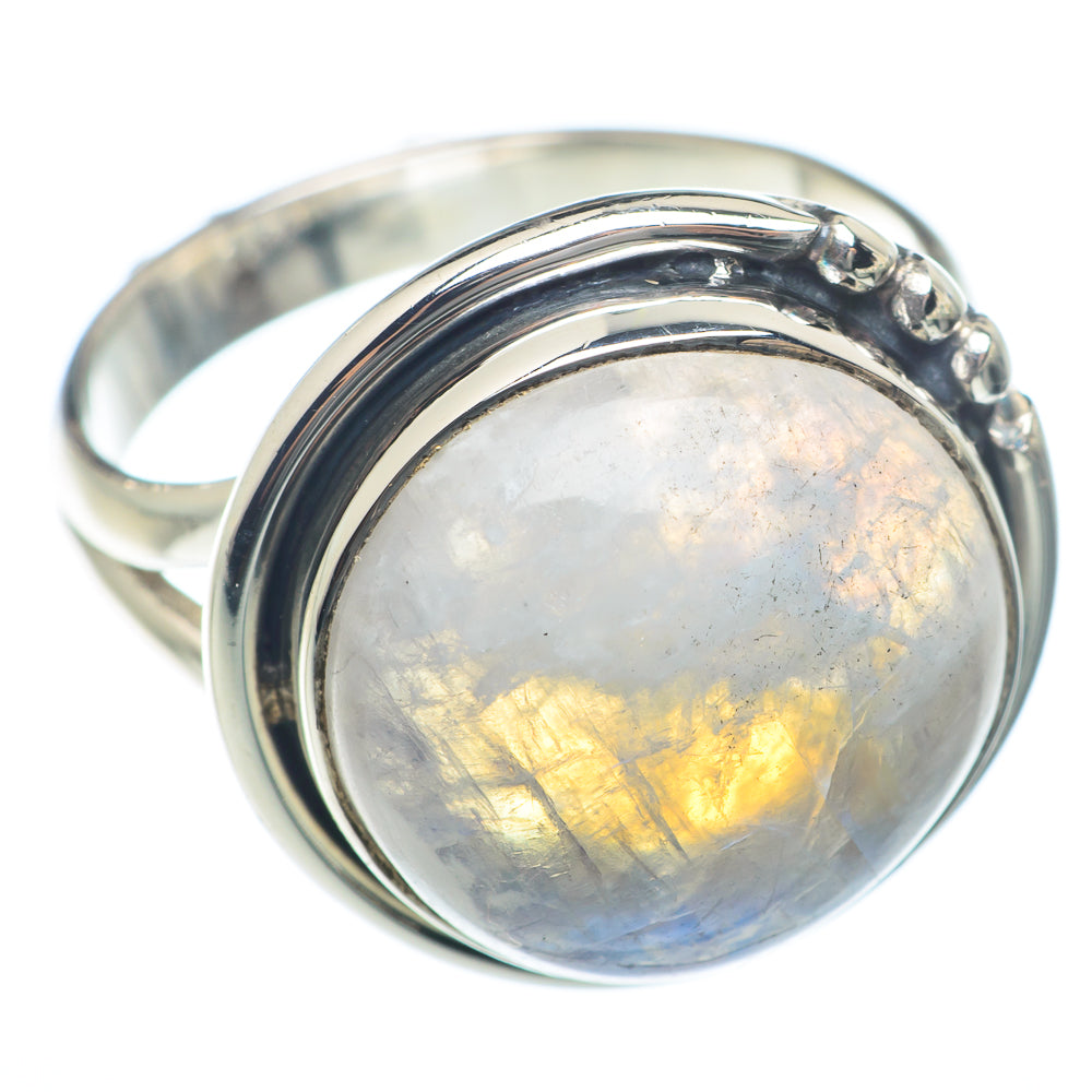 Rainbow Moonstone Rings handcrafted by Anasilvercos - RING73807