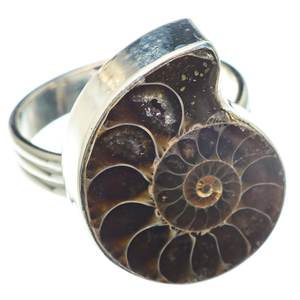 Ammonite Fossil Rings handcrafted by Anasilvercos - RING73833