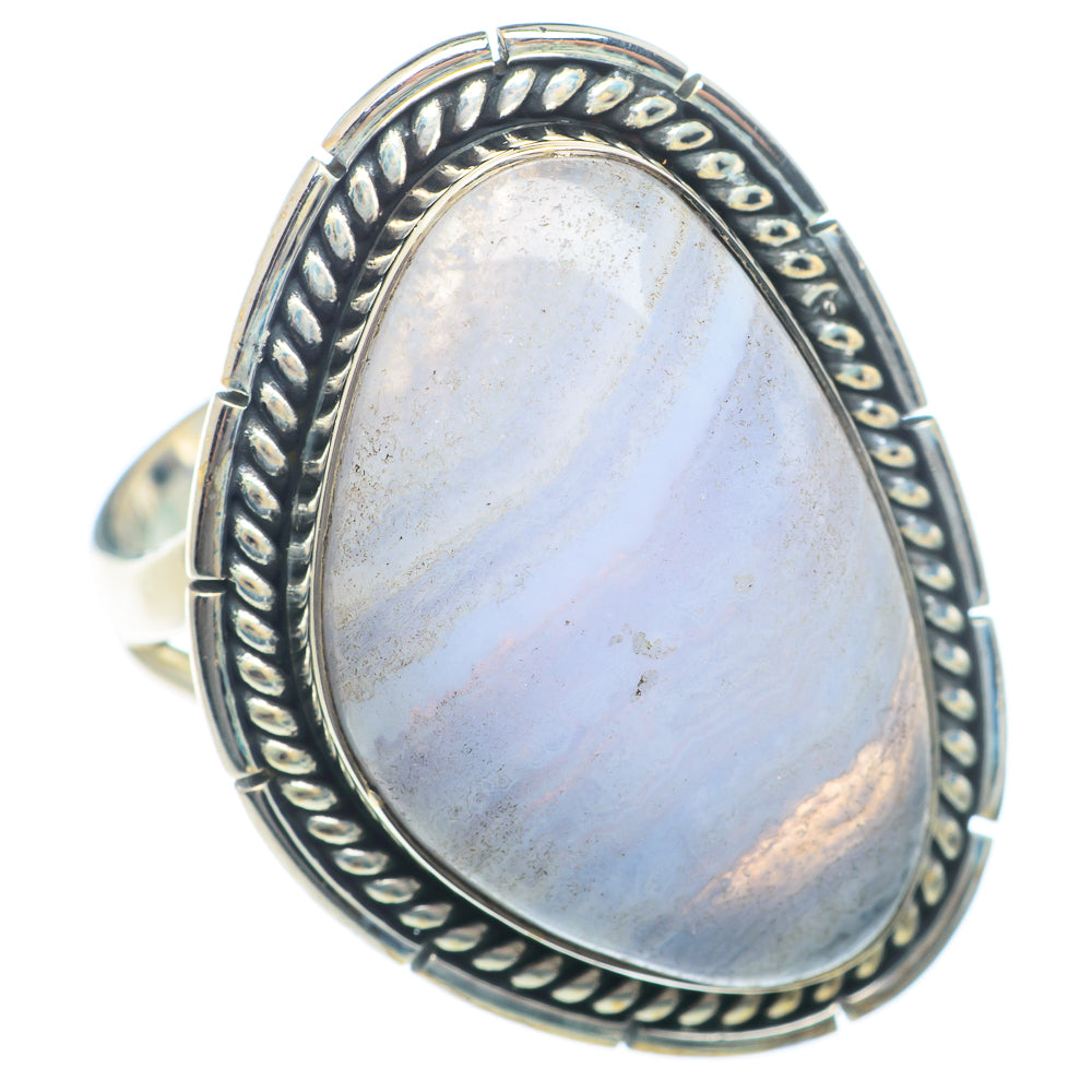 Blue Lace Agate Rings handcrafted by Anasilvercos - RING73892