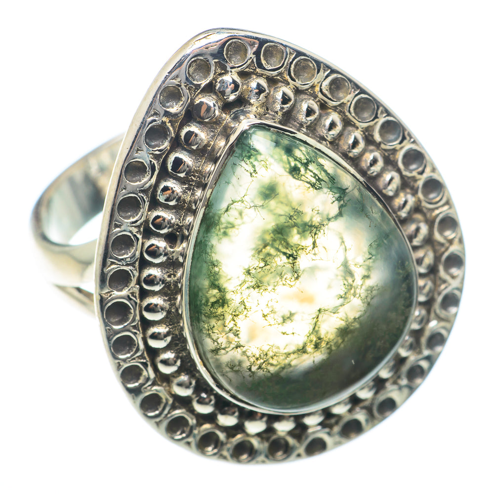 Green Moss Agate Rings handcrafted by Anasilvercos - RING73911