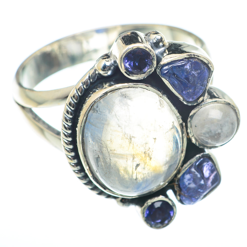 Rainbow Moonstone Rings handcrafted by Anasilvercos - RING73929