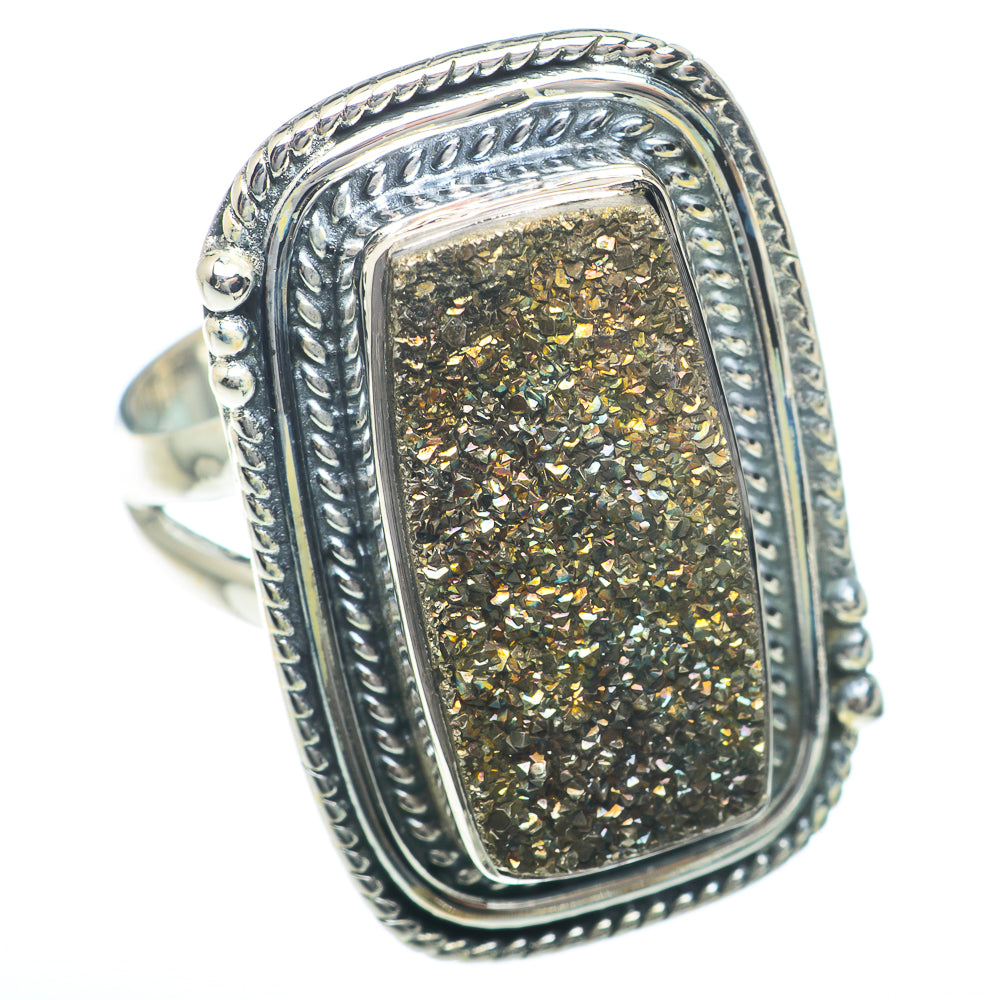 Spectro Pyrite Druzy Rings handcrafted by Anasilvercos - RING73934